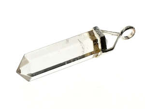 Crystal Clear Quartz Double Terminated Point Sterling Silver Pendant