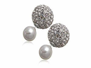 Pearl/Crystal Synthetic .925 Sterling Silver Studs