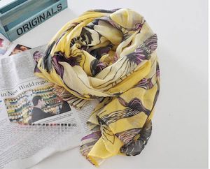 Begonia flower scarf ultra long yellow