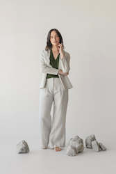 High-waist Linen Pants with Origami Belt