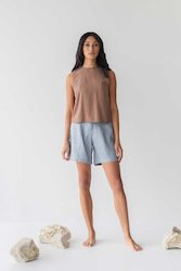 High-waist Linen Shorts with Origami Belt