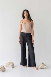 High-waist Linen Pants with Origami Belt