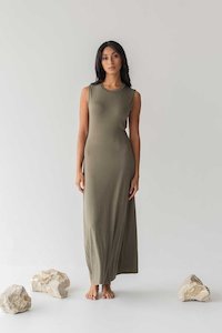 Cloud Maxi Dress with Cut-out in Olive