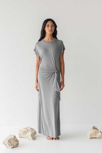 Cloud Dress with Side Tie in Heather Grey