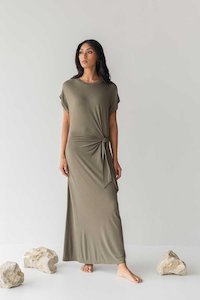 Cloud Dress with Side Tie in Olive