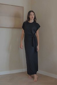 Cloud Dress with Side Tie in Black