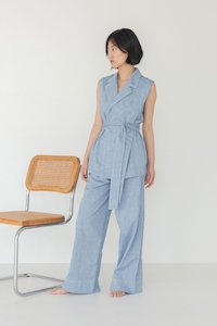 Clothing: Elongate Elastic Pants in Denim