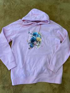 Size XL pink fantasy bird hoodie