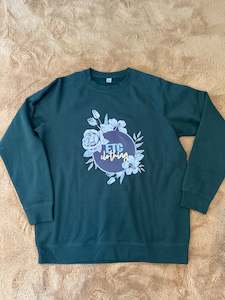 Size 2XL floral etc logo crew forest green