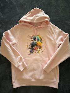 Size M fantasy bird hoodie pink