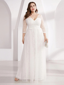 Curve 3/4 Sleeve lace gown EP00806