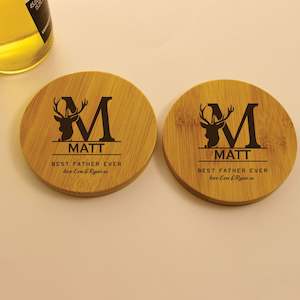 Personalised dad bamboo coaster - set of 2