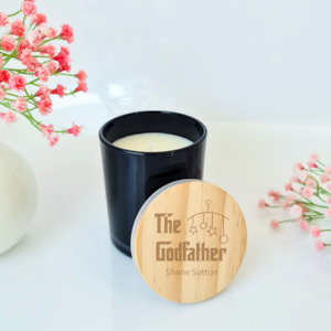 Laser engraving: Godfather candles customized with name