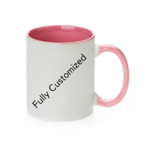 Fully Customized Mug - White and Pink Colour