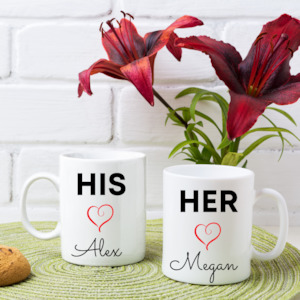 Laser engraving: His and Hers Mugs - Mugs set with Names - Couple Gifts