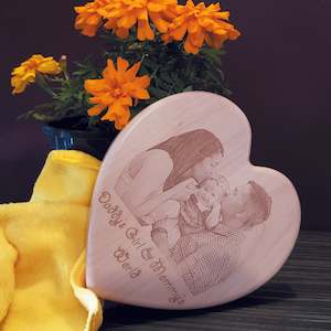 Laser engraving: Engraved Heart Shaped Wooden Plaque - Perfect Family Gift !!