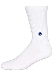 White Crew Socks - Blue Logo