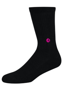 Clothing: Black Crew Sock - Pink Logo