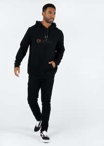 Clothing: Black Hoodie - Ethika Logo