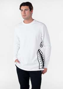 Clothing: Mens Bomber B&W Longsleeve Tee - White