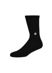 Boys Black Crew Sock - Silver Logo