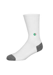 Clothing: Boys White Crew Sock - Green Logo