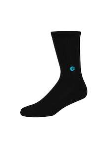 Clothing: Boys Black Crew Sock - Blue Blue Logo