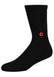 Clothing: Black Crew Sock - Red Logo