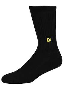 Black Crew Sock - Yellow Logo