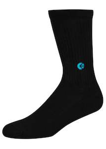 Clothing: Black Crew Socks - Blue Blue Logo