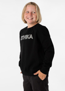 Boys Crew Neck Fleece - Scrap Logo Black