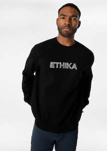 Clothing: Mens Crew Neck Fleece - Scrap Logo Black