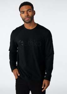 Clothing: Mens Premium Embroidered Crew Neck - Black