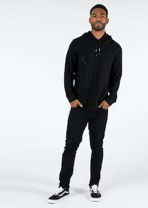 Mens Embroidered Hoodie - Black / Black