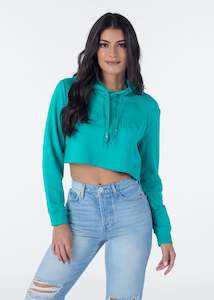 Womens Cropped Hoodie - Teal