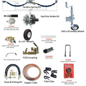 Trojan Tandem Axle Trailer Kit Hydraulic Braked 2500Kg 14″