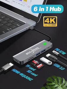 Electronic goods: C HUB 6 in 1 USB C to 3.0 HDMI Dock for MacBook Pro Switch USB-C Type C 3.0