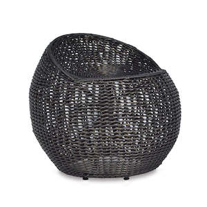 Open Weave Wicker Swivel Stl, Blk