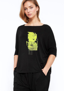 Internet only: Divided Top - Black Cyber Lime