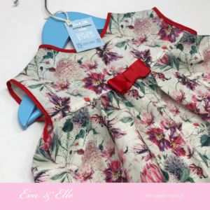 Clothing: Little Red Linen Print Dress for Toddler