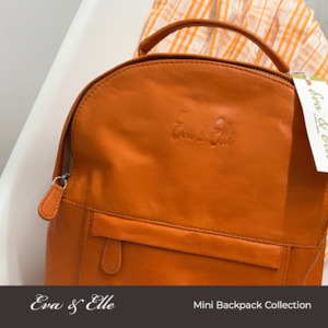 Clothing: Mandarin Orange - Leather Mini Backpack