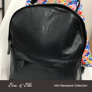 Clothing: Charcoal Black - Leather Mini Backpack