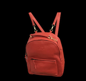 Clothing: Cherry Red - Fashionable Leather Backpack