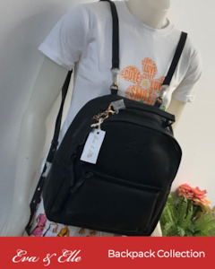 Black - Fashionable Leather Backpack