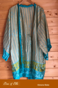 Clothing: Kimono Robe - Sky-blue colour