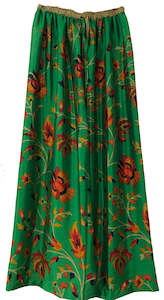 Floral Elastic Pants in grassy green