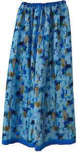 Clothing: Floral Elastic Pants in sky blue