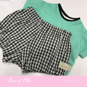 Baby Bloomers Set - Mint & Check