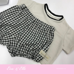 Clothing: Baby Bloomers Set - Grey & Check