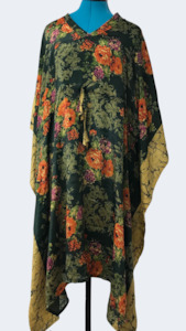 Medium Length Kaftan - Forrest Green Rose